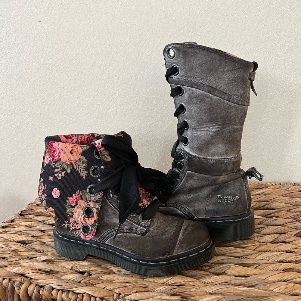 Dr. Martens Triumph 1914 Maasai Floral Fold Over Combat Boot